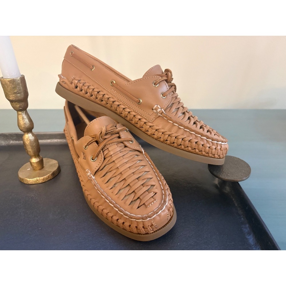 Sperry 2 Eye Woven Boat Shoes Women Size 10 preppy yacht new